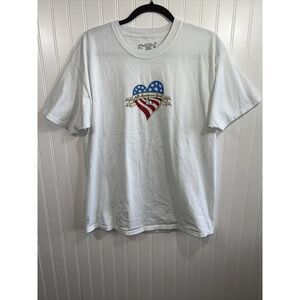 All American Grrrl Girl Big Dogs Tee Shirt Size Large White Heart Flag